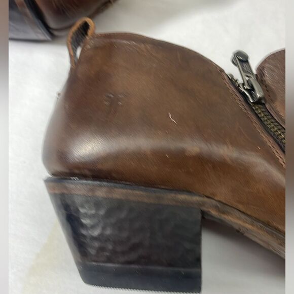 Frye Sacha Moto Brown Leather Boots Polished Finish Classic Design Size 8.5 - Picture 12 of 12